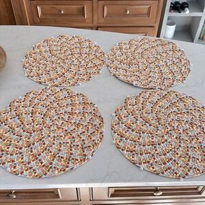 4 colorful woven placemats never used